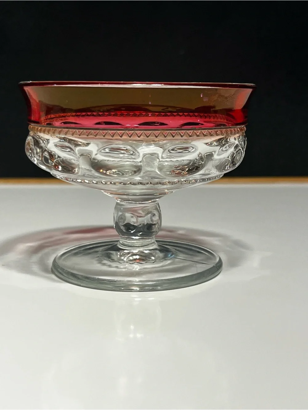 Vintage Tiffin Franciscan King's Crown Ruby Red Flashed sherbet glass